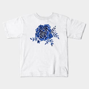 Watercolor houseleek - blue Kids T-Shirt